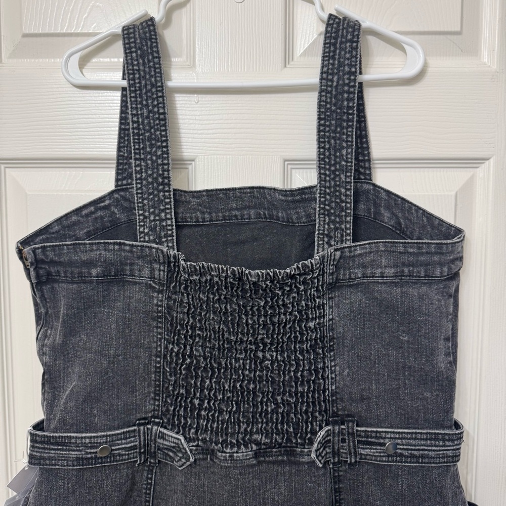 Jessica Simpson Denim Jean Overall Dress Black Gray Wash Plus Size 1X NWT - Picture 8 of 15